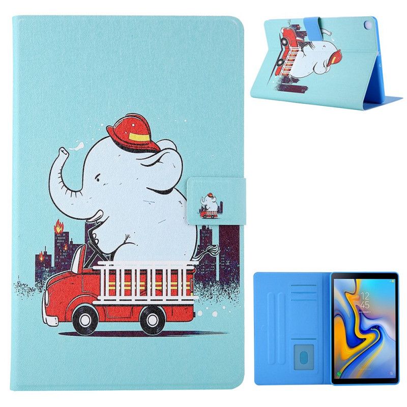 Flip Cover Læder for Samsung Galaxy Tab A7 Brandmand Elefant