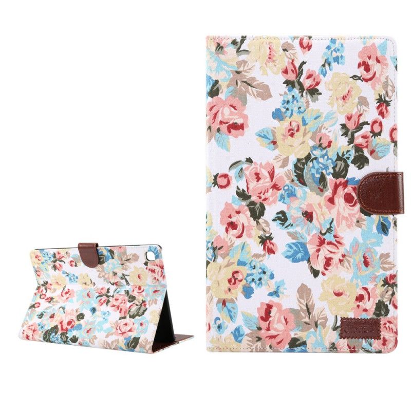 Flip Cover Læder for Samsung Galaxy Tab A7 Sort Frihedsblomster