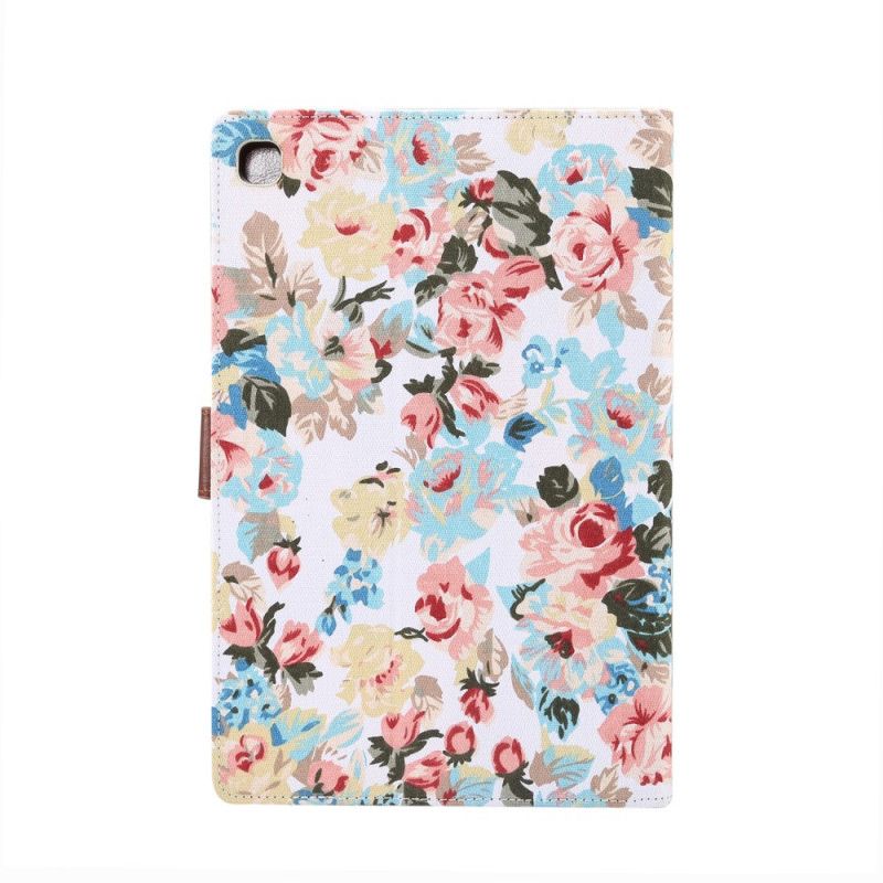 Flip Cover Læder for Samsung Galaxy Tab A7 Sort Frihedsblomster