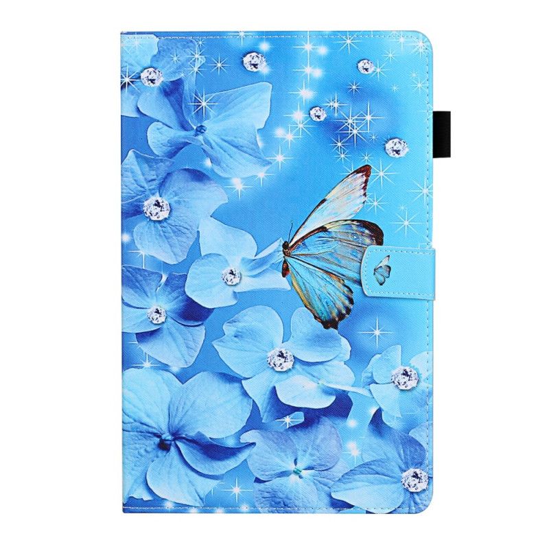 Flip Cover Læder Samsung Galaxy Tab A7 Diamant Sommerfugle