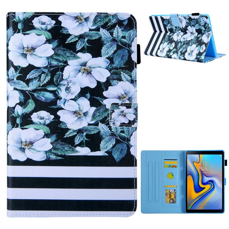 Flip Cover Læder Samsung Galaxy Tab A7 Sort Blomsterdesign