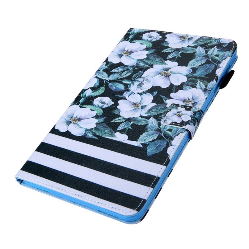 Flip Cover Læder Samsung Galaxy Tab A7 Sort Blomsterdesign