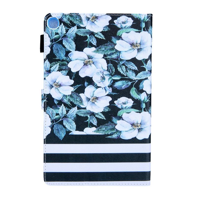 Flip Cover Læder Samsung Galaxy Tab A7 Sort Blomsterdesign