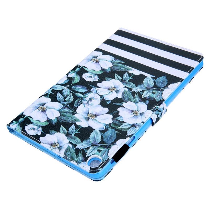 Flip Cover Læder Samsung Galaxy Tab A7 Sort Blomsterdesign