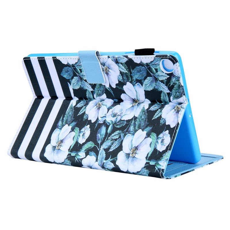 Flip Cover Læder Samsung Galaxy Tab A7 Sort Blomsterdesign