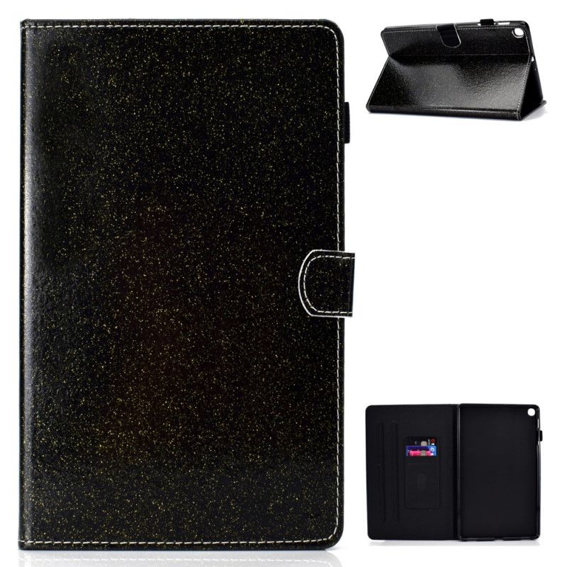 Flip Cover Læder Samsung Galaxy Tab A7 Sort Mousserende Glitter