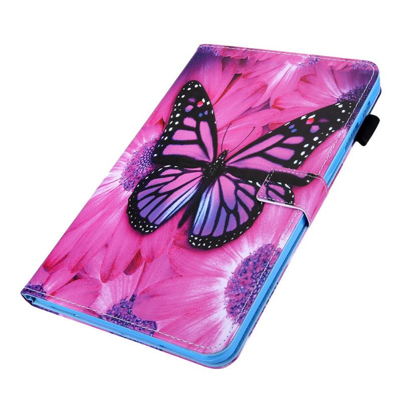 Flip Cover Samsung Galaxy Tab A7 Magenta Blomster Sommerfugl