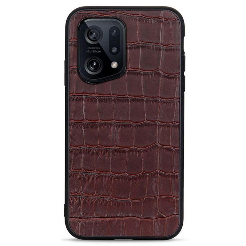 Mobilcover Oppo Find X5 Ægte Crocodile Texture Læder