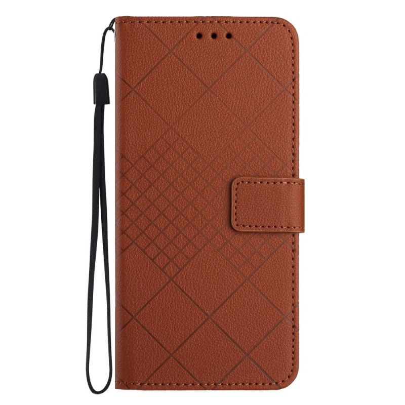 Læder Cover Realme 12 Plus 5g Telefon Etui Litchi Texture Diamond Design