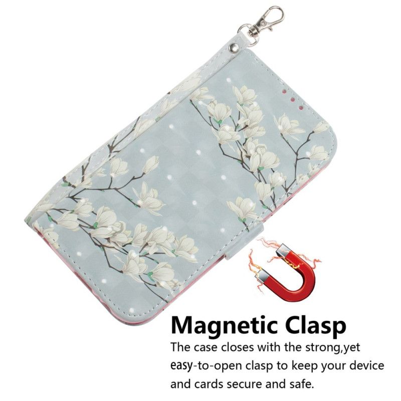 Flip Cover Honor X9b / Magic 6 Lite Lanière Magnolias