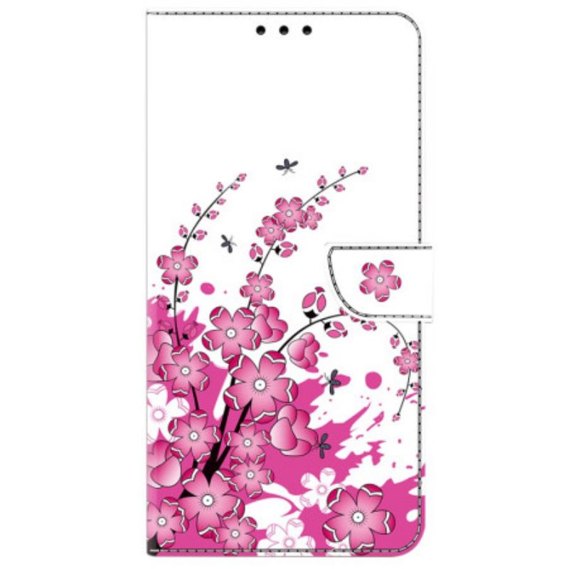 Læder Cover Honor X9b / Magic 6 Lite Telefon Etui Blomstervin