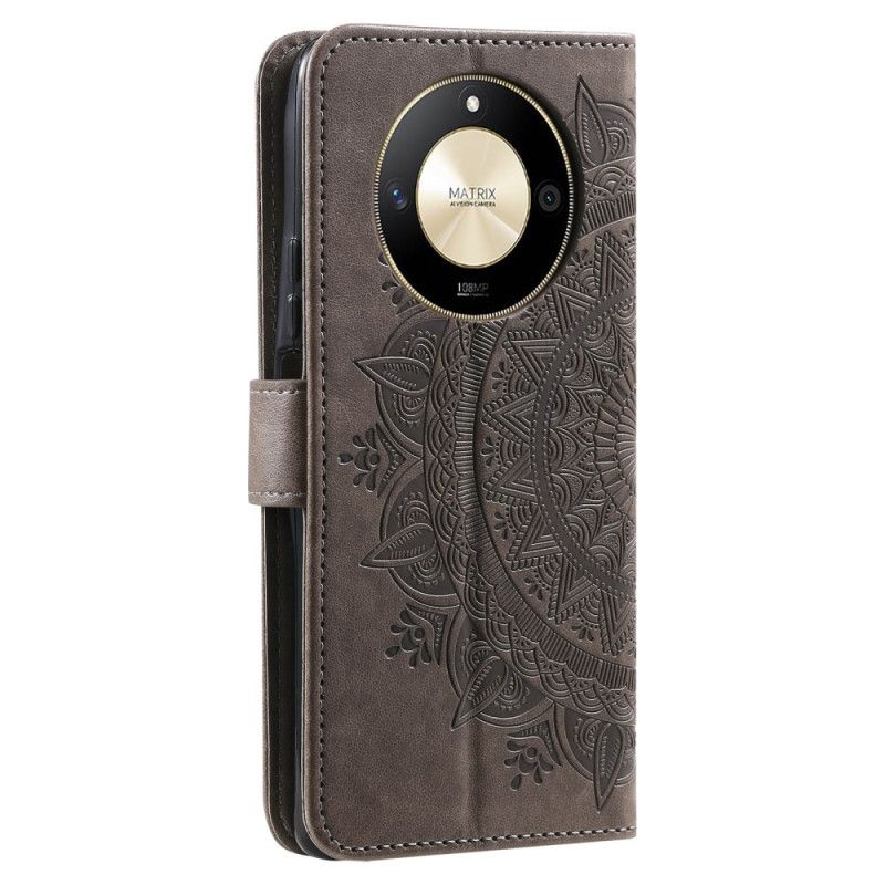 Læder Cover Honor X9b / Magic 6 Lite Telefon Etui Mandala Sol Med Rem