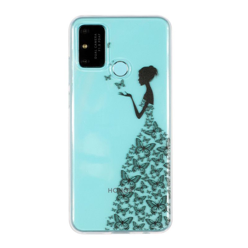 Cover Huawei P Smart 2020 Gennemsigtig Kjole Med Sommerfugle