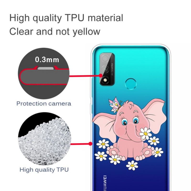 Cover Huawei P Smart 2020 Gennemsigtig Lyserød Elefant Original