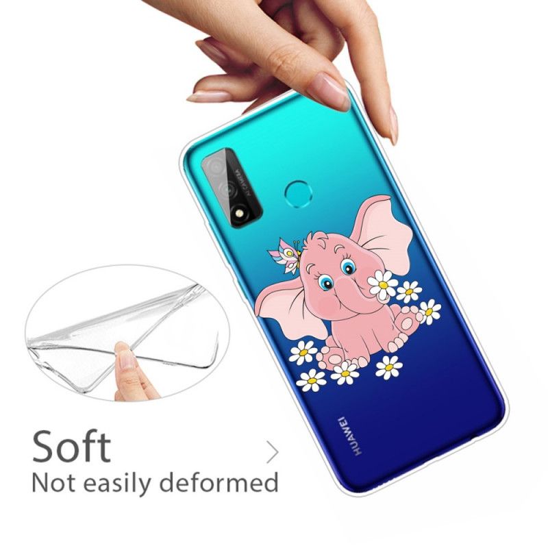 Cover Huawei P Smart 2020 Gennemsigtig Lyserød Elefant Original