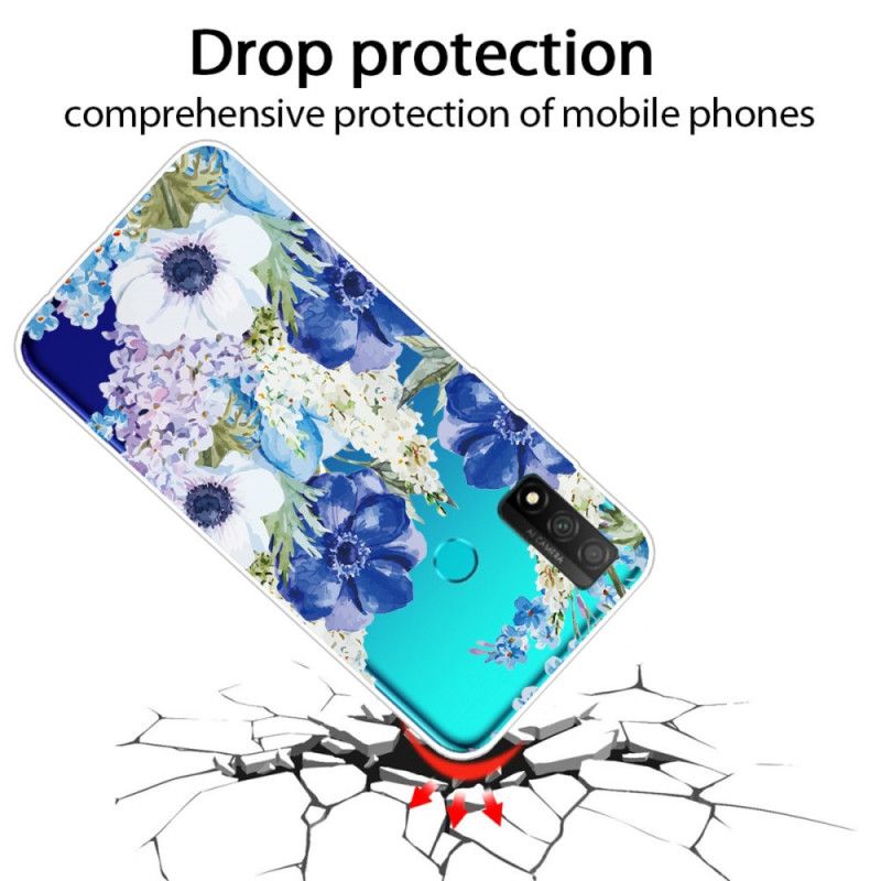 Cover Huawei P Smart 2020 Gennemsigtige Akvarelblå Blomster