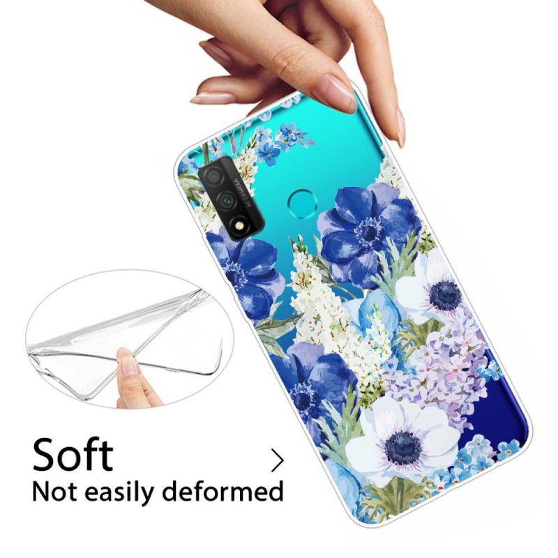 Cover Huawei P Smart 2020 Gennemsigtige Akvarelblå Blomster