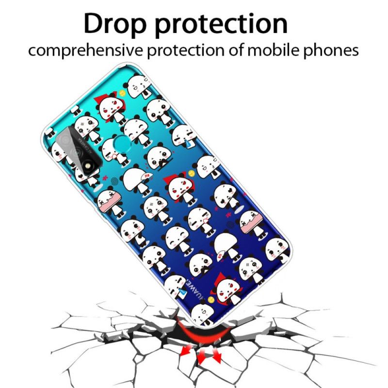 Cover Huawei P Smart 2020 Gennemsigtige Sjove Pandaer