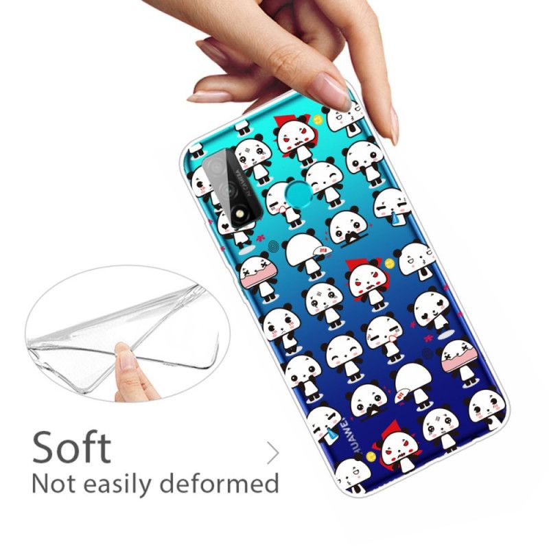 Cover Huawei P Smart 2020 Gennemsigtige Sjove Pandaer