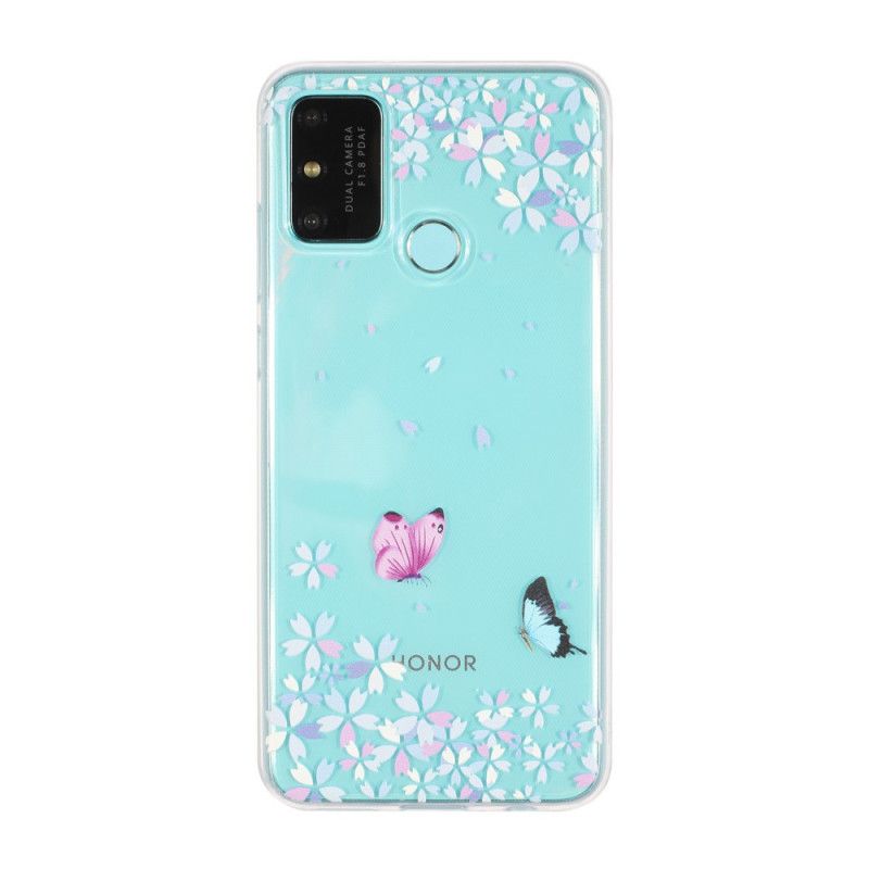 Cover Huawei P Smart 2020 Gennemsigtige Sommerfugle Og Blomster