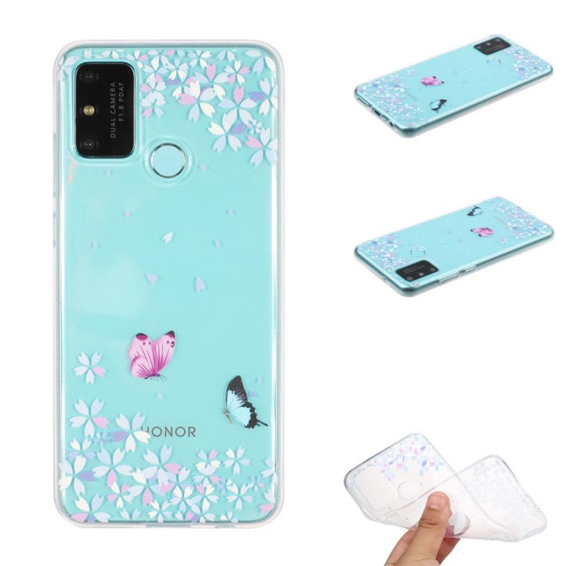 Cover Huawei P Smart 2020 Gennemsigtige Sommerfugle Og Blomster