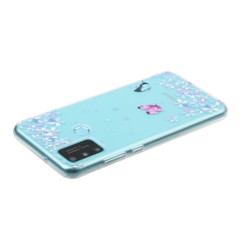 Cover Huawei P Smart 2020 Gennemsigtige Sommerfugle Og Blomster