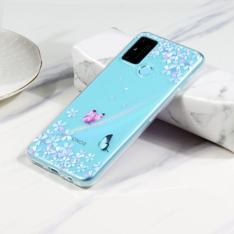 Cover Huawei P Smart 2020 Gennemsigtige Sommerfugle Og Blomster