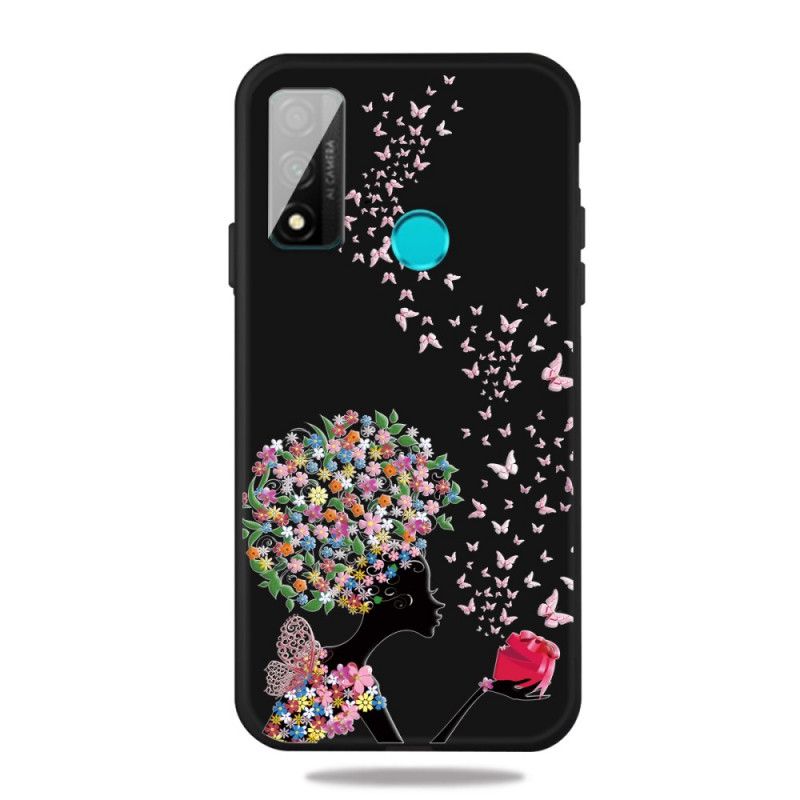 Cover Huawei P Smart 2020 Kvinde Med Et Blomstret Hoved