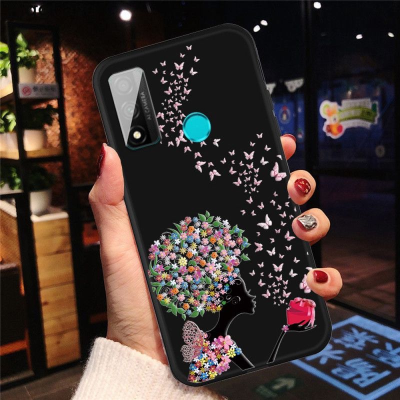 Cover Huawei P Smart 2020 Kvinde Med Et Blomstret Hoved