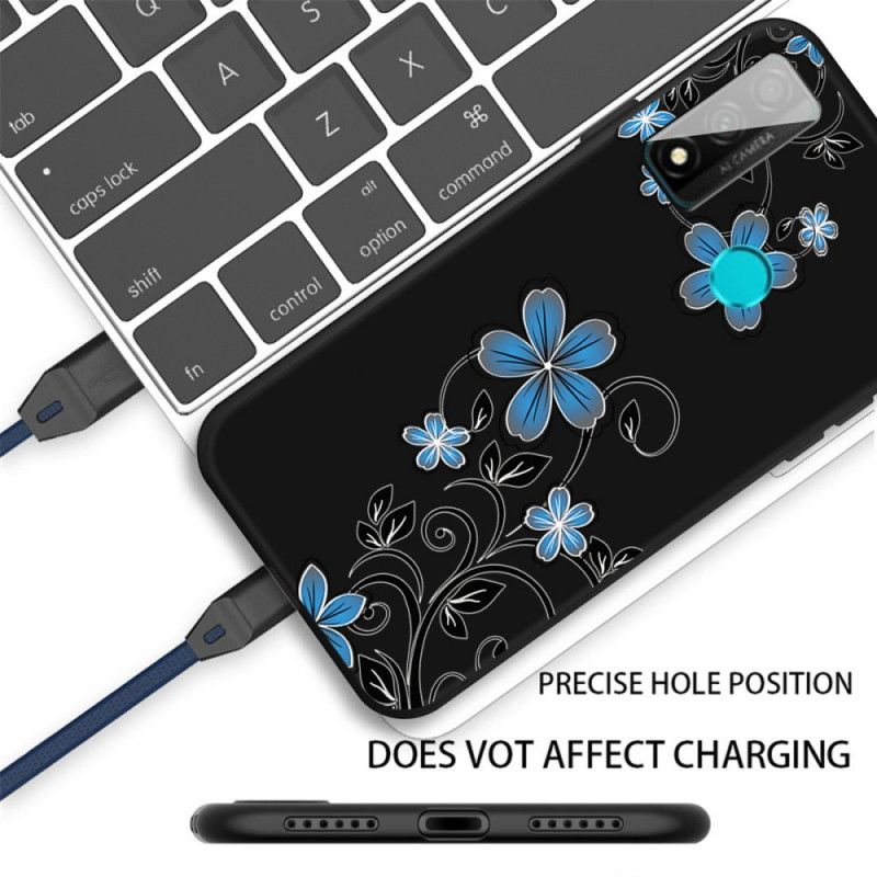 Cover Huawei P Smart 2020 Mobilcover Blå Blomster