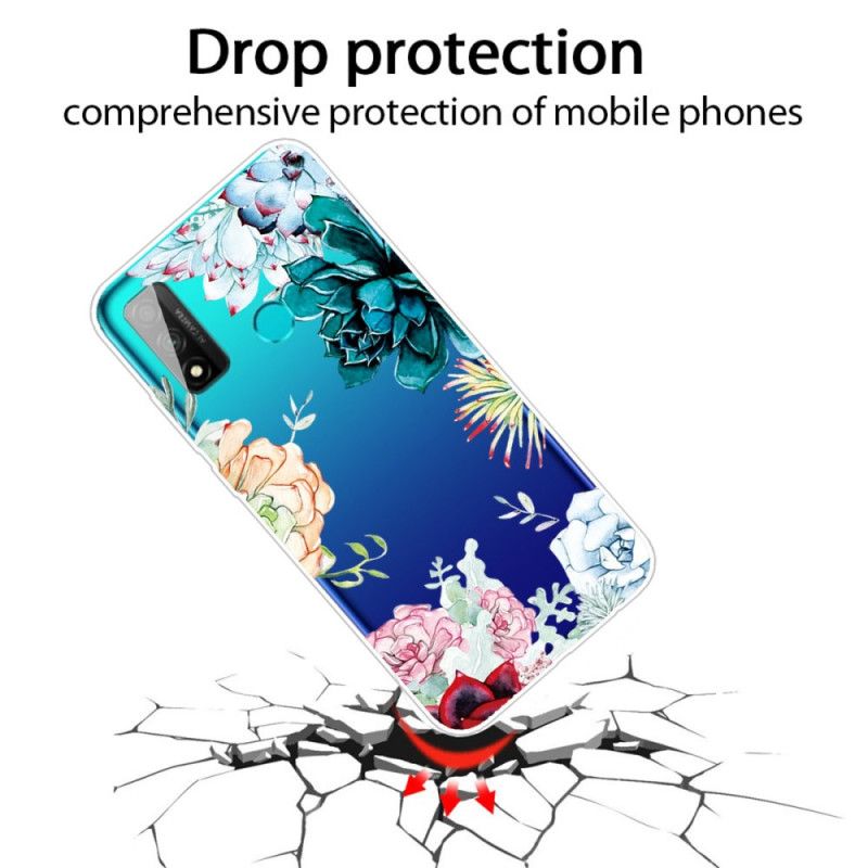 Cover Huawei P Smart 2020 Mobilcover Gennemsigtige Akvarelblomster