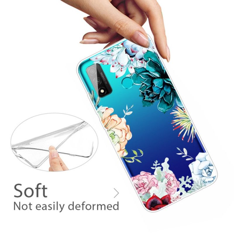 Cover Huawei P Smart 2020 Mobilcover Gennemsigtige Akvarelblomster