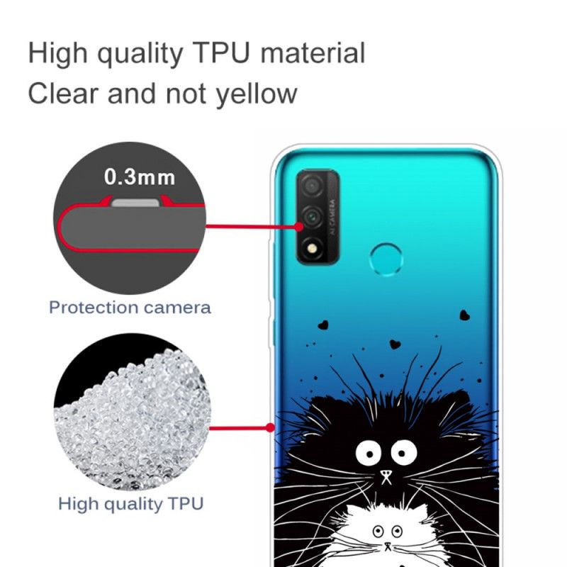 Cover Huawei P Smart 2020 Mobilcover Gennemsigtige Overraskede Katte