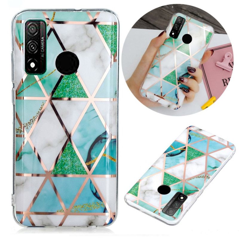 Cover Huawei P Smart 2020 Sort Mobilcover Marmorfarvet Geometri