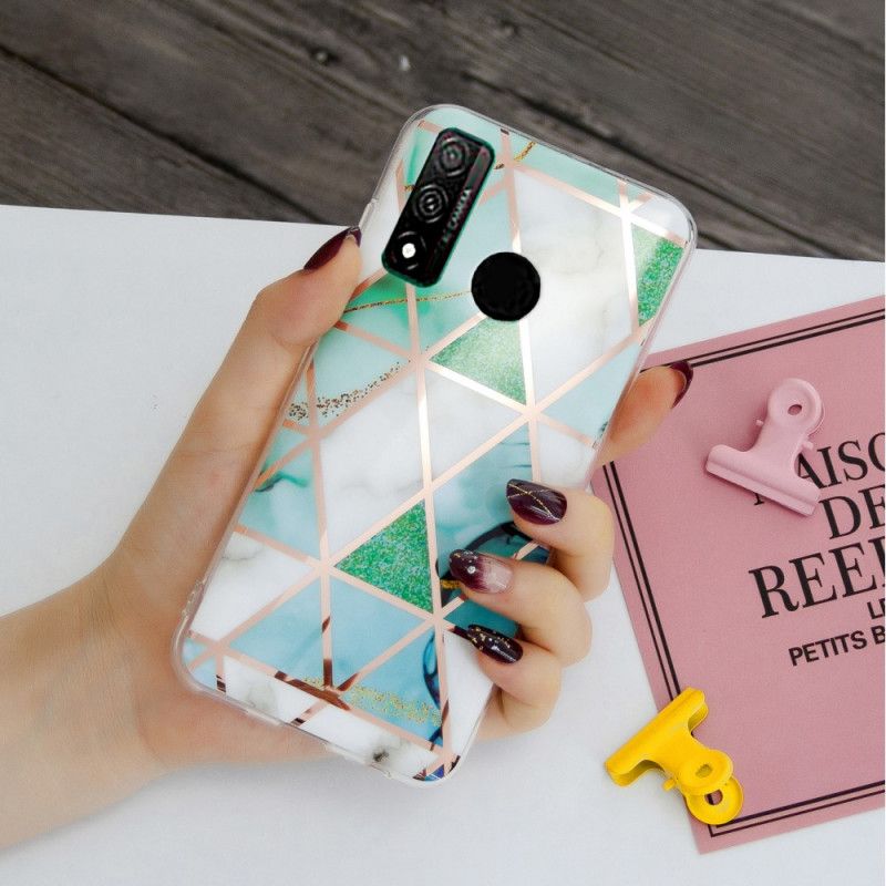 Cover Huawei P Smart 2020 Sort Mobilcover Marmorfarvet Geometri