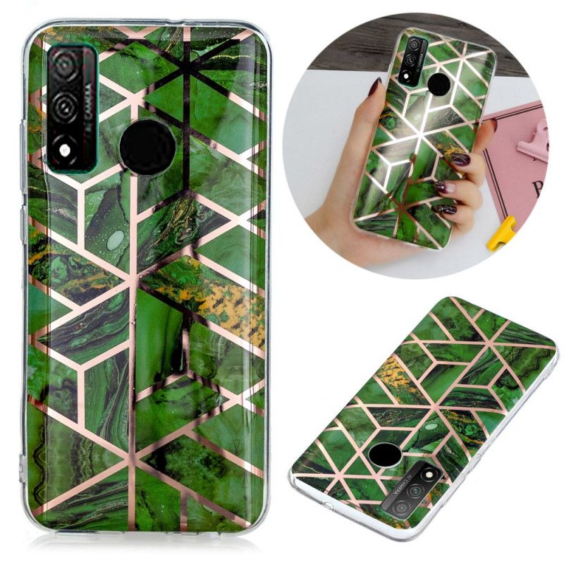 Cover Huawei P Smart 2020 Sort Mobilcover Marmorfarvet Geometri