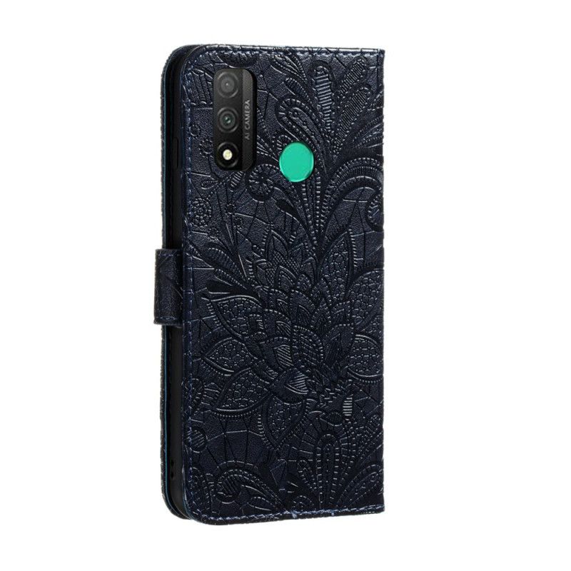 Flip Cover Huawei P Smart 2020 Cyan Mobilcover Tribal Thong Blomster