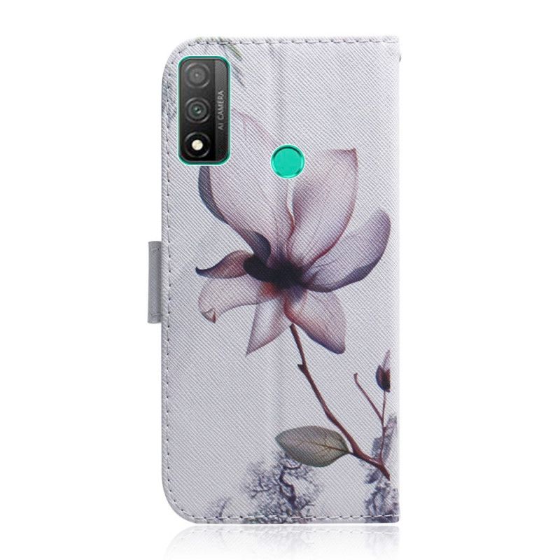 Flip Cover Huawei P Smart 2020 Mobilcover En Lyserød Blomst