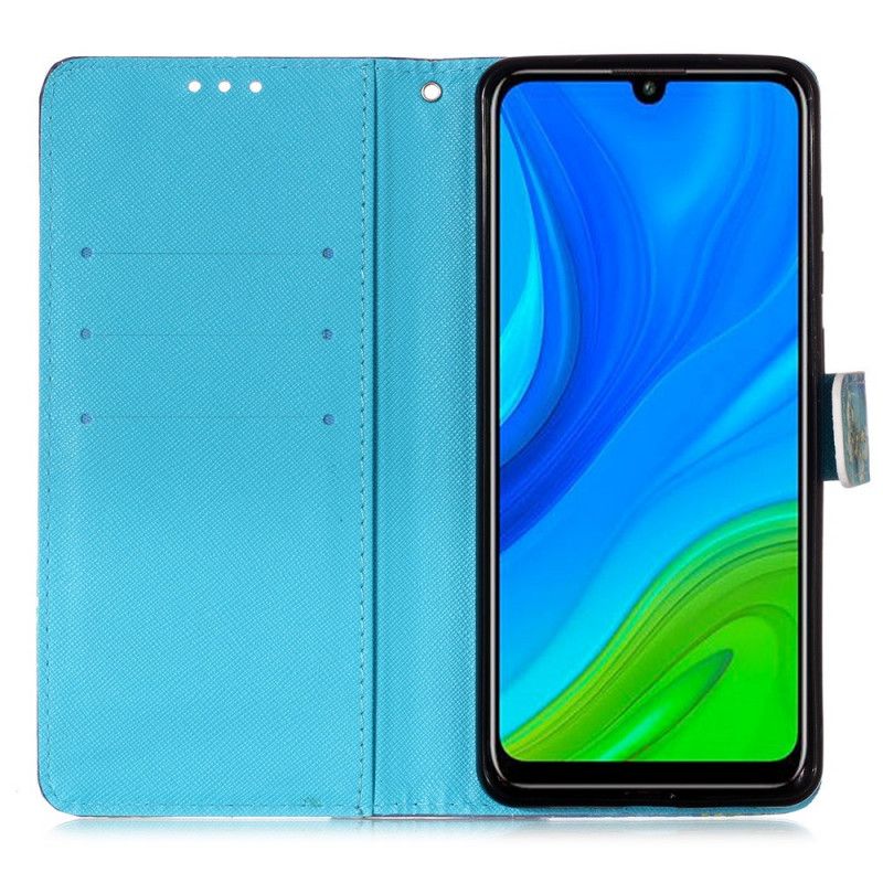 Flip Cover Huawei P Smart 2020 Rød Mobilcover Drømmefanger Med Akvarel