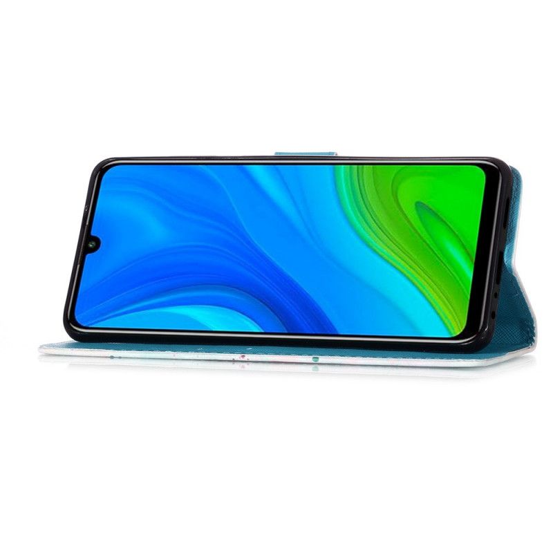 Flip Cover Huawei P Smart 2020 Rød Mobilcover Drømmefanger Med Akvarel