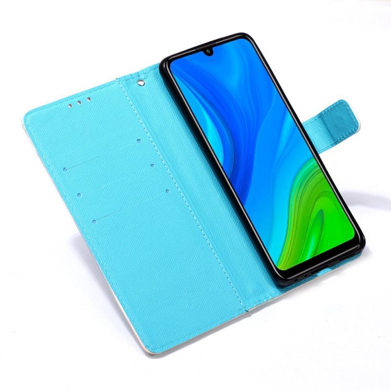 Flip Cover Læder for Huawei P Smart 2020 Gyldne String Sommerfugle