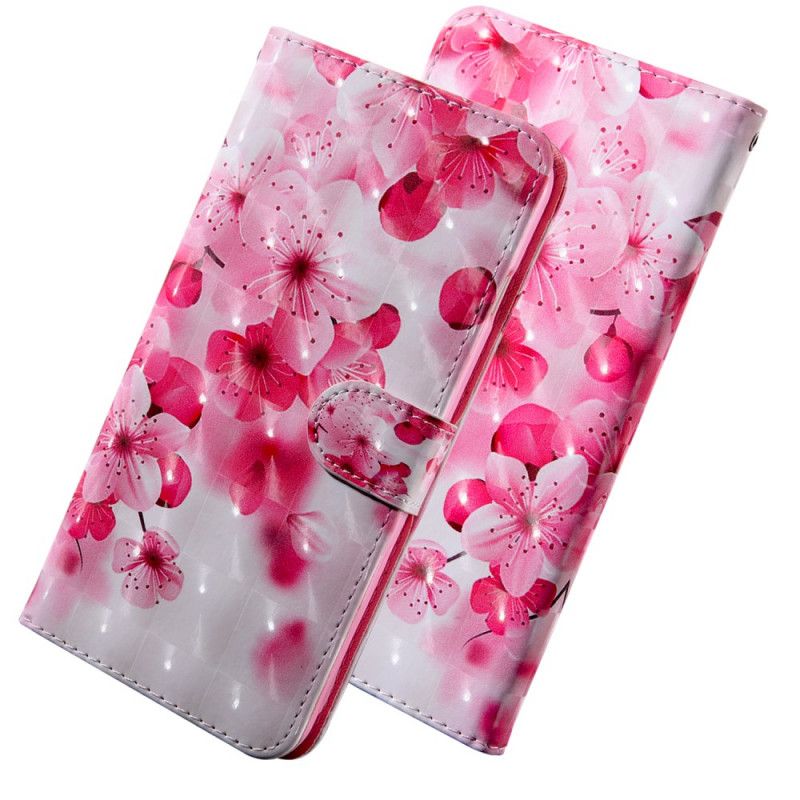 Flip Cover Læder for Huawei P Smart 2020 Lyserøde Blomster