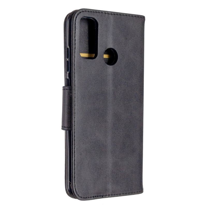 Flip Cover Læder for Huawei P Smart 2020 Sort Glat Skrå Flap