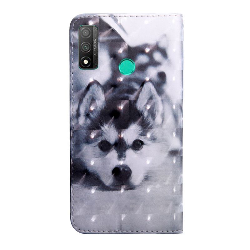 Flip Cover Læder for Huawei P Smart 2020 Sort Og Hvid Hund