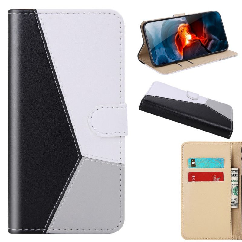 Flip Cover Læder for Huawei P Smart 2020 Sort Tricolor Lædereffekt