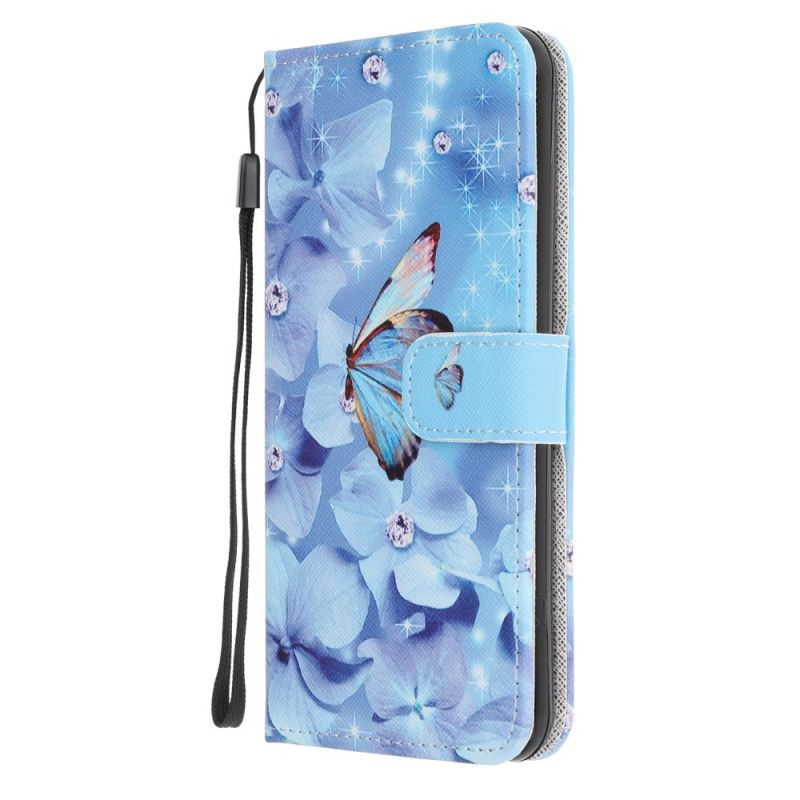 Flip Cover Læder for Huawei P Smart 2020 Thong Diamant Sommerfugle