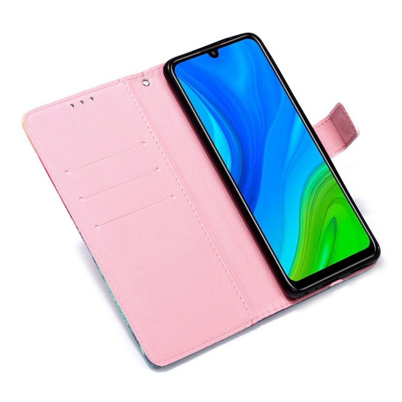 Flip Cover Læder Huawei P Smart 2020 Bliv Smuk Med Rem