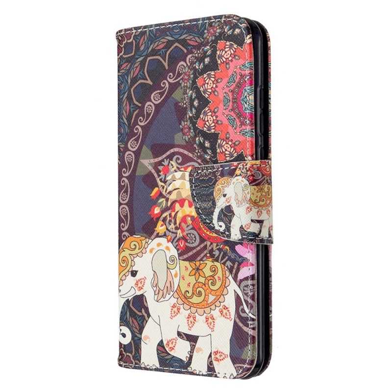 Flip Cover Læder Huawei P Smart 2020 Etnisk Elefantmandala