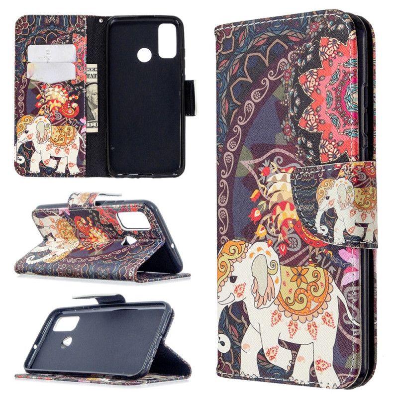 Flip Cover Læder Huawei P Smart 2020 Etnisk Elefantmandala