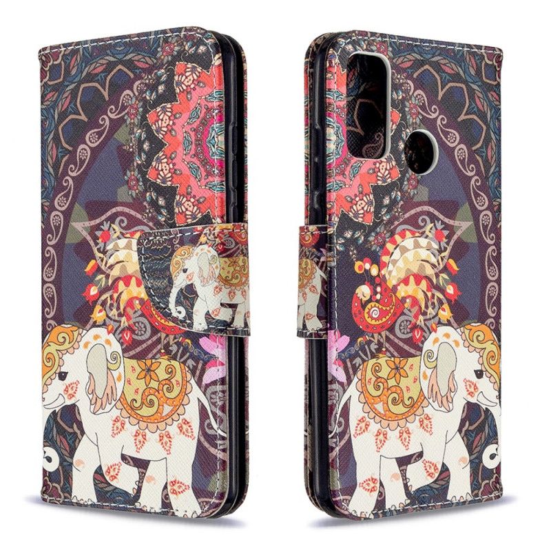 Flip Cover Læder Huawei P Smart 2020 Etnisk Elefantmandala